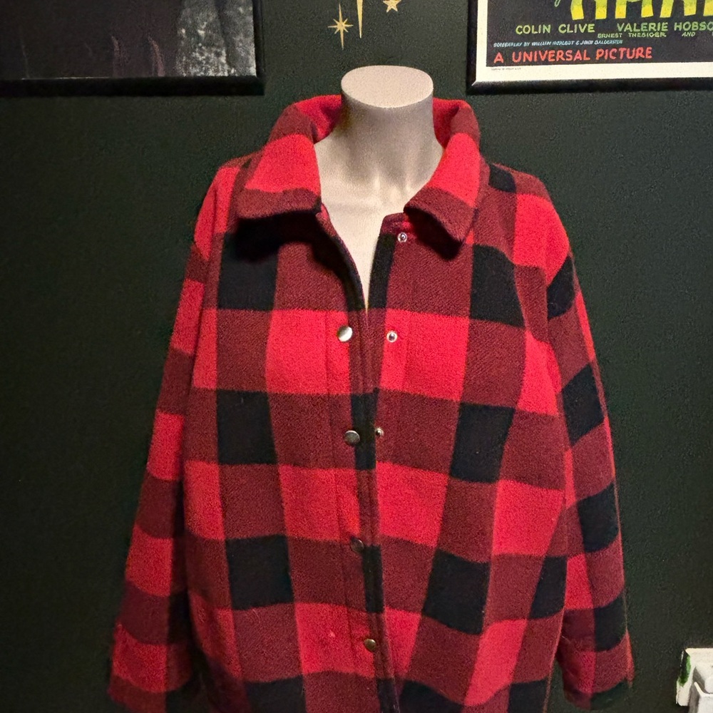 Denim and co plaid flannel red and black winter cottage core grandma core